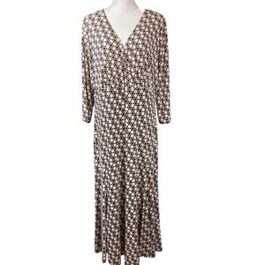 Aa Studio Pink Brown Midi Dress V-Neckline 3/4 Sleeve
Casual Stretch Flowy  18W